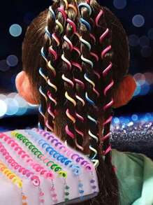 6pcs Kids Braided Colorful Rope Hair Ties, Girl Headbands Hair Accessories, Baby Spiral Top Hair Clip - Multicolor - View 1