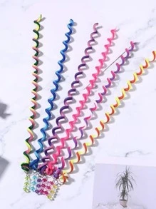 6pcs Kids Braided Colorful Rope Hair Ties, Girl Headbands Hair Accessories, Baby Spiral Top Hair Clip - Multicolor - View 4