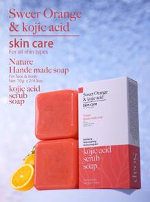 天然有機美白肥皂帶,去角質,和精油70GX2入組,包含提取,橘色提取,深層清潔,提亮,臉部&身體,磨砂膏,美白,和黑頭去除 - 紅色 - 查看 1