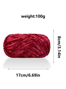 1pc 100g Chenille Yarn 6mm Thick Handmade Diy Crochet Velvet Chunky Wool Yarn For Knitting Shoes, Scarf - Rose Red - View 2