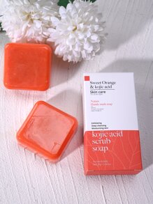 天然有機美白肥皂帶,去角質,和精油70GX2入組,包含提取,橘色提取,深層清潔,提亮,臉部&身體,磨砂膏,美白,和黑頭去除 - 紅色 - 查看 5