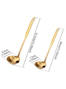 1入組金色不銹鋼油過濾器湯匙 - 金色 - 查看 2