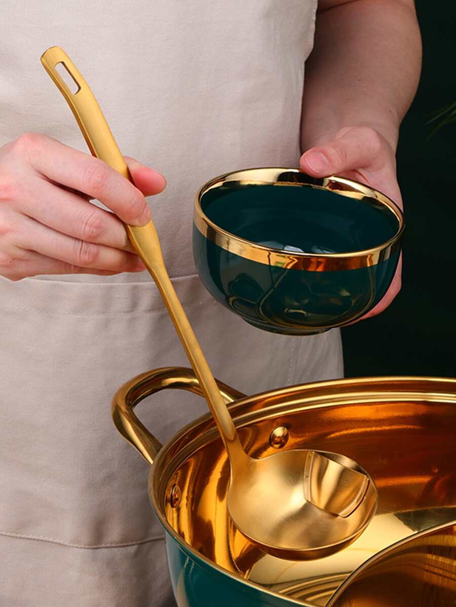 1入組金色不銹鋼油過濾器湯匙 - 金色 - 查看 1