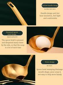 1入組金色不銹鋼油過濾器湯匙 - 金色 - 查看 6