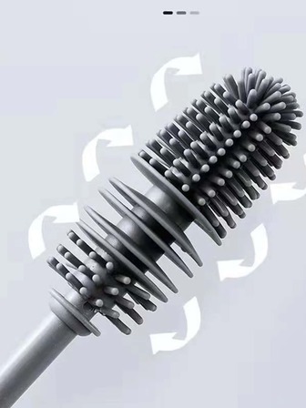 1 st. Roterande Kopp Borste För Rengöring Flaskor Och Koppar , Fläck Borttagning Med Långt Handtag Och Hård Silikon S För Smal