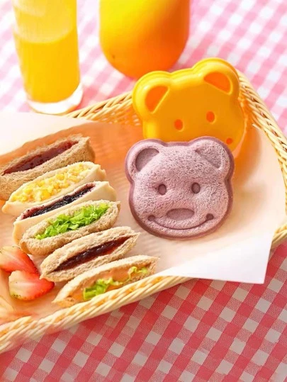 1入組三明治刀,孩子們的三明治刀和,迷你卡通小熊麵包刀三明治刀孩子們的便當盒