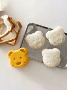 1入組三明治刀,孩子們的三明治刀和,迷你卡通小熊麵包刀三明治刀孩子們的便當盒 - 黃色 - 查看 3