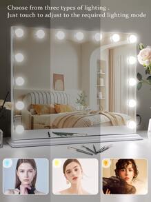 FENCHILIN Large Hollywood Vanity Mirror with Lights Bluetooth Tabletop Wall Mount White22.8'' x 18.9'' - White - View 11