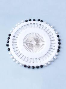 480pcs Faux Pearl Head Pins With Extended Length, Wedding Accessory, White - Black and White - View 2