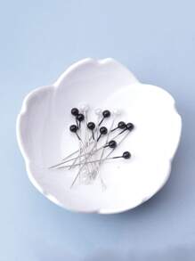 480pcs Faux Pearl Head Pins With Extended Length, Wedding Accessory, White - Black and White - View 4