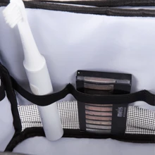 浴室架便攜-大學宿舍適用於男士-大容量,速幹帶金屬鉤-旅行淋浴包-透氣網布健身房浴室架淋浴包適用於海灘,游泳,健身房 - 黑色 - 查看 5