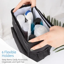 浴室架便攜-大學宿舍適用於男士-大容量,速幹帶金屬鉤-旅行淋浴包-透氣網布健身房浴室架淋浴包適用於海灘,游泳,健身房 - 黑色 - 查看 2