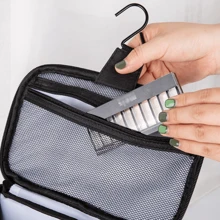 浴室架便攜-大學宿舍適用於男士-大容量,速幹帶金屬鉤-旅行淋浴包-透氣網布健身房浴室架淋浴包適用於海灘,游泳,健身房 - 黑色 - 查看 6