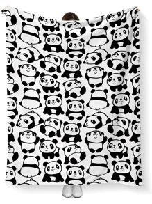 1pc Panda Fleece Blanket - Multicolor - View 1