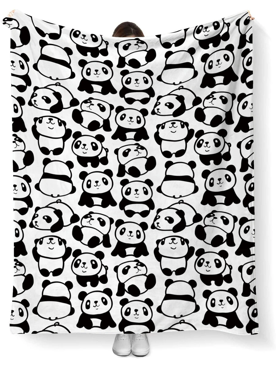 1pc Panda Fleece Blanket - Multicolor - View 1