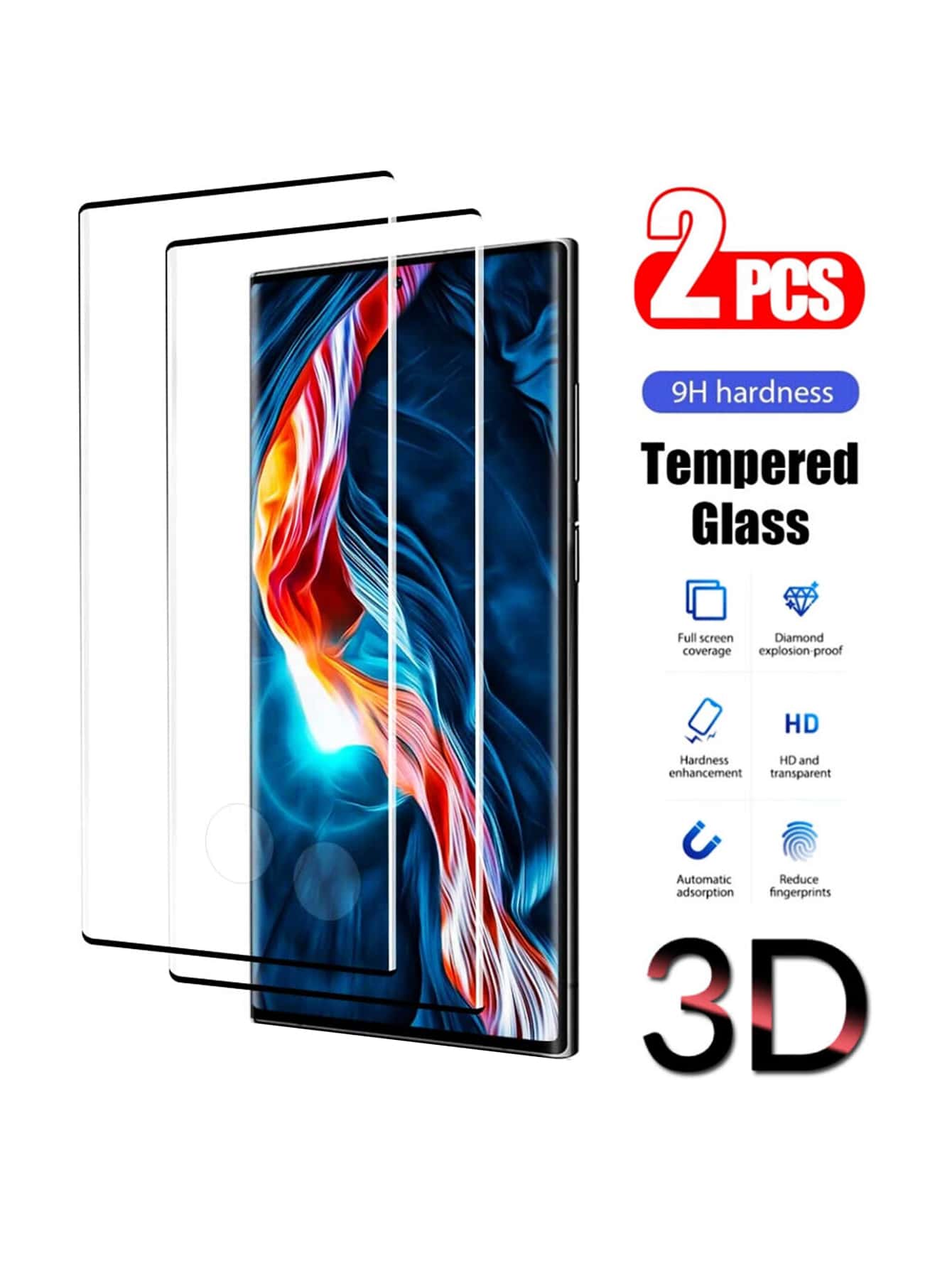 2張鋼化手機膜適用於三星/華為 - 無色 - 查看 1