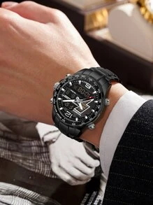 Foxbox Đồng hồ nam thương hiệu sang trọng hàng đầu Đồng hồ thể thao mặt lớn Đồng hồ nam Chronograph Quartz Đồng hồ đeo tay ngày Đồng hồ nam - màu đen - Xem 3