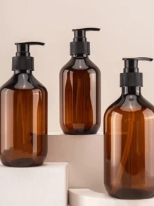 半包300毫升带泵分配瓶适用于乳液、洗发水、护发素、沐浴露空容器家居浴室装饰夏季 - 咖啡棕 - 查看 2