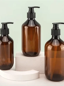 半包300毫升带泵分配瓶适用于乳液、洗发水、护发素、沐浴露空容器家居浴室装饰夏季 - 咖啡棕 - 查看 1