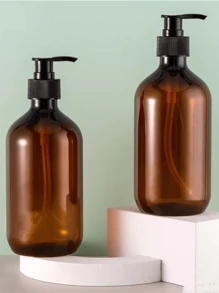 半包300毫升带泵分配瓶适用于乳液、洗发水、护发素、沐浴露空容器家居浴室装饰夏季 - 咖啡棕 - 查看 3