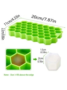 1入組蜂窩紋理設計37網格矽膠製冰格帶蓋適用於製作DIY冰塊在家庭 - 粉色 - 查看 6