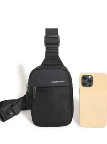 Men's Solid Color Simple Fashion Portable Chest Bag - Black - View 3