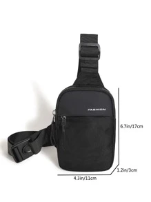 Men's Solid Color Simple Fashion Portable Chest Bag - Black - View 2