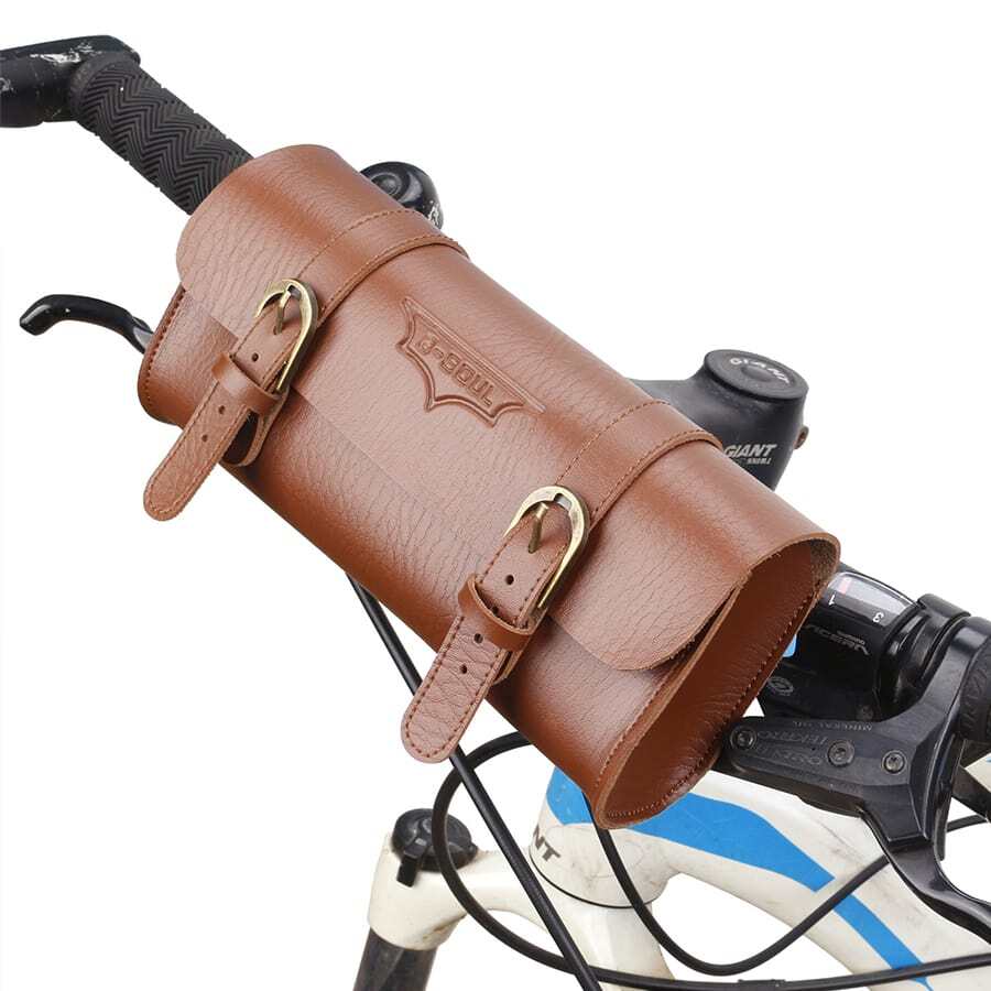 1pc Hot Retro Bicycle Tail Bag PU Leather Cycling Bag Saddle Pouch Rear Pannier Personalized Riding Vintage Bike Bag - Brown - View 1