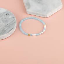 Pulsera código morse Pulsera con cuenta Luz azul natural con cuenta de moda minimalista Pulsera con cuenta significativo Pulsera con cuenta como regalo de cumpleaños para - Azul - Ver 3
