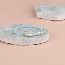 Pulsera código morse Pulsera con cuenta Luz azul natural con cuenta de moda minimalista Pulsera con cuenta significativo Pulsera con cuenta como regalo de cumpleaños para - Azul - Ver 7