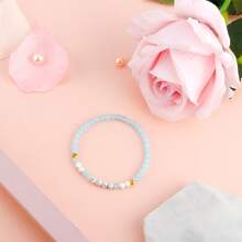Pulsera código morse Pulsera con cuenta Luz azul natural con cuenta de moda minimalista Pulsera con cuenta significativo Pulsera con cuenta como regalo de cumpleaños para - Azul - Ver 4