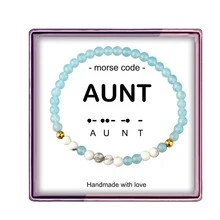 Pulsera código morse Pulsera con cuenta Luz azul natural con cuenta de moda minimalista Pulsera con cuenta significativo Pulsera con cuenta como regalo de cumpleaños para - Azul - Ver 5
