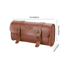 1pc Hot Retro Bicycle Tail Bag PU Leather Cycling Bag Saddle Pouch Rear Pannier Personalized Riding Vintage Bike Bag - Brown - View 2