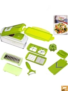 Fruit And Vegetable Cutter, Grater And Chopper GENIUS NICER DICER PLUS Compact Precision Cutter Cuts Easily And Quickly Package With Multiple Accessories To Chop, Cut, Grate And Peel To Prepare Any Type Of Salad Prepare Healthy Food More Easily