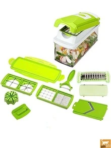 Fruit And Vegetable Cutter, Grater And Chopper GENIUS NICER DICER PLUS Compact Precision Cutter Cuts Easily And Quickly Package With Multiple Accessories To Chop, Cut, Grate And Peel To Prepare Any Type Of Salad Prepare Healthy Food More Easily