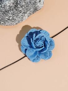 1入組度假風格牛仔花朵形狀項鍊 - 淺藍色 - 查看 2