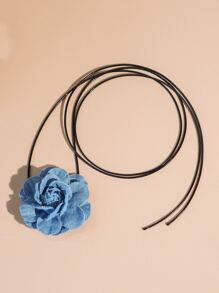 1入組度假風格牛仔花朵形狀項鍊 - 淺藍色 - 查看 5