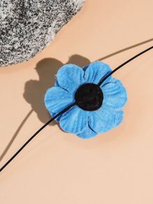 1入組度假風格牛仔花朵形狀項鍊 - 淺藍色 - 查看 3