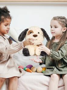 perro Animales de peluche dulce perrito felpa suave perro Peluches relleno perrito - Gris - Ver 5