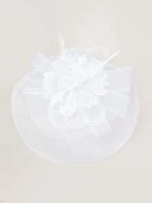 1頂女性羽毛花網手工做的時尚頭飾,適用於茶會生日賽馬新娘禮帽,配有夾子和頭帶,兩種使用方式優雅高貴 - 白色 - 查看 5