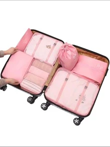 加厚版 7 件套收纳袋行李袋收纳袋旅行配件粉色 - 粉色 - 查看 1