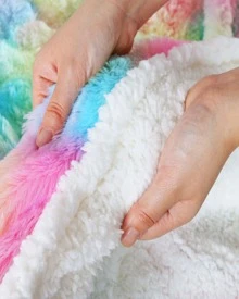Fuzzy Rainbow Colour Blanket Thick Fleece Blanket Long Shaggy Hair Sherpa Cozy Soft Throw Blanket For Couch Sofa Bedding Living Room - 彩色 - 查看 4