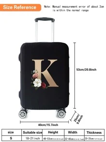 Travel Luggage Protective Cover for 18-21 Inch Suitcase Protect Covers Initial Name K Gold Letter Print Trolley Elastic Dustproof Accessories Covers - Black - View 2