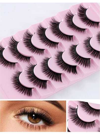 7雙透明大容量輕便蒲公英設計纖維稠密使眼睛更大自然隱形垂釣線莖假睫毛適用於日常彩妝自然