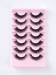 7雙透明大容量輕便蒲公英設計纖維稠密使眼睛更大自然隱形垂釣線莖假睫毛適用於日常彩妝自然 - 黑色 - 查看 2