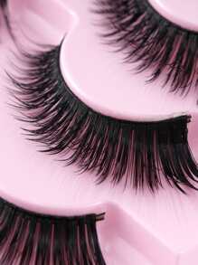 7雙透明大容量輕便蒲公英設計纖維稠密使眼睛更大自然隱形垂釣線莖假睫毛適用於日常彩妝自然 - 黑色 - 查看 3