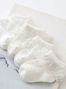 4pairs Girls Sweet Princess Style Cute Socks, Suitable For Parties, Casual Wear, Vacations And Dance, Etc.