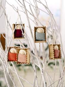 1pc Christmas Celebration Wooden Box Toy Pendant - Multicolor - View 4