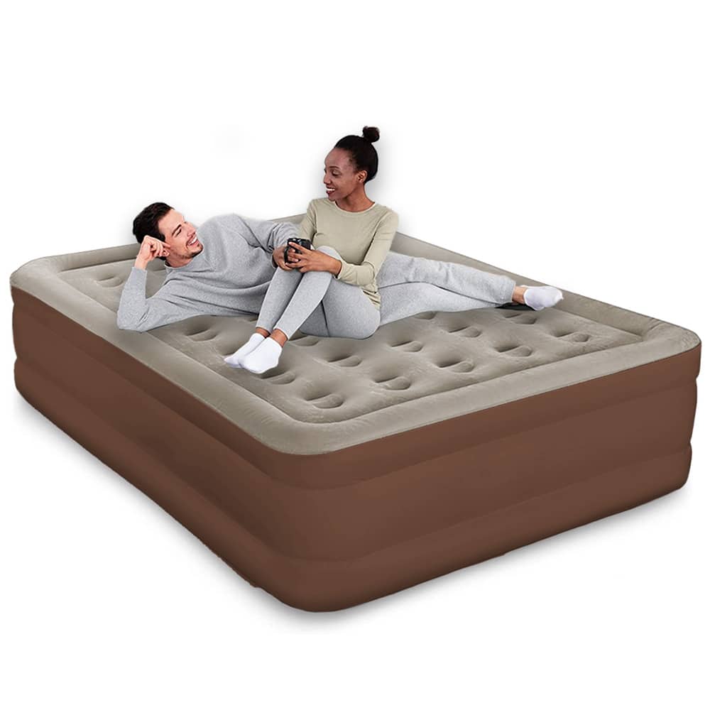 Shendy Vendy Colchón inflable de tamaño queen resistente con bomba de aire - Marrón - Ver 1