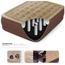 Shendy Vendy Colchón inflable de tamaño queen resistente con bomba de aire - Marrón - Ver 3